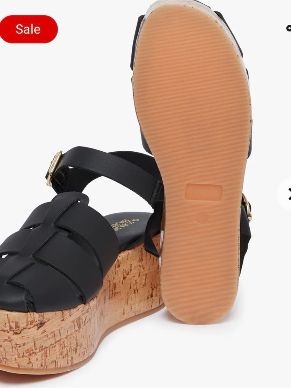 G.H. Bass Black Cork Platform Wedge Fisherman Sandals - Picture 3 of 4